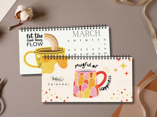 Discover Coffee Lover Desk Calendar with Inspirational Mantras and Retro Design