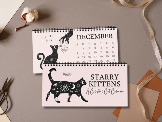 Discover 2026 Starry Kittens Desk Calendar with Mystical Celestial Cats for Witchy Cat Moms