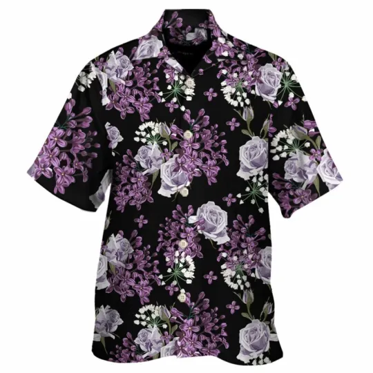 Lilac Pattern Hawaiian Shirt for Men and Women