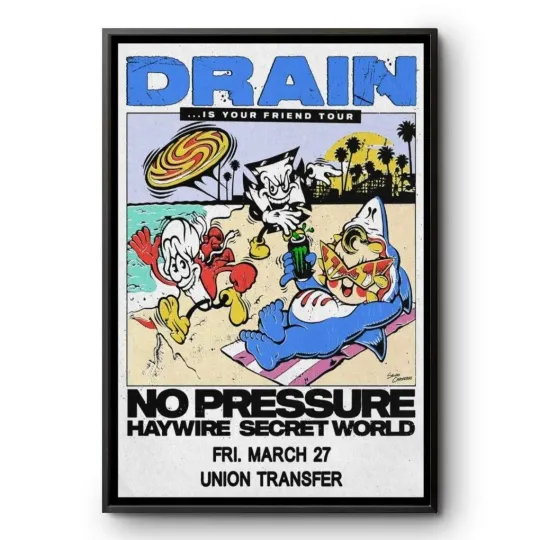 Drain Band Poster No Pressure Tour 2025 Punk Rock Music Wall Art Print NoFrame
