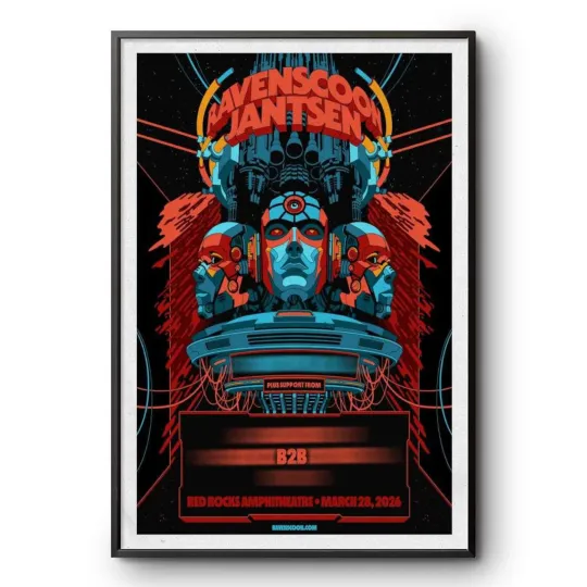 Discover NEW Ravenscoon Jantsen Red Rocks 2026 Poster Print EDM Concert Sci-Fi Art