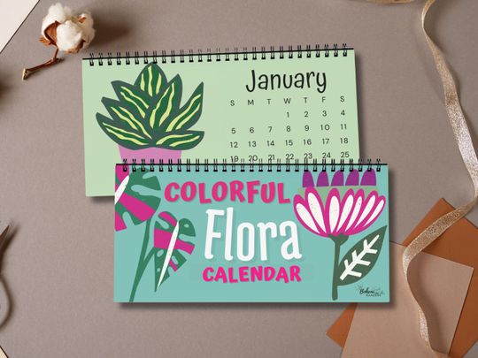 Discover 2026 Floral Desk Calendar Retro Botanical Office Decor