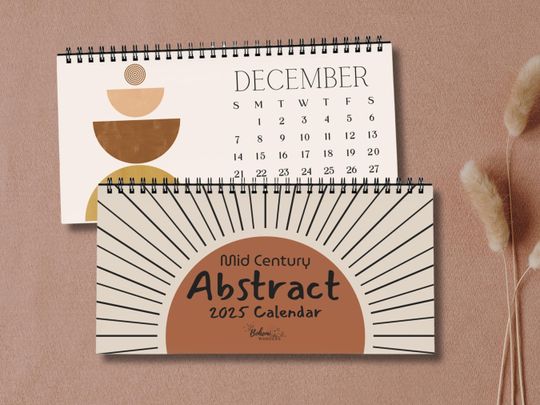Discover Mid Century Modern Desk Calendar Boho Office Decor