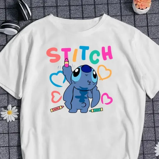 Discover Disney Happy Cute Funny Stitch T-Shirt for Men and Women