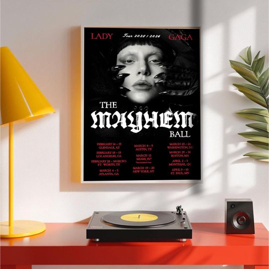 Ld Ga The Mayhem Ball Tour Poster 20252026 Gothic Pop Concert Wall Art Dark Aesthetic Decor