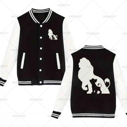 Discover Men's Disney The Lion King Simba Women Baseball Jacket Sports Autumn Winter Classic Coats Fleece O-Neck Streetwear Hoodies Tops