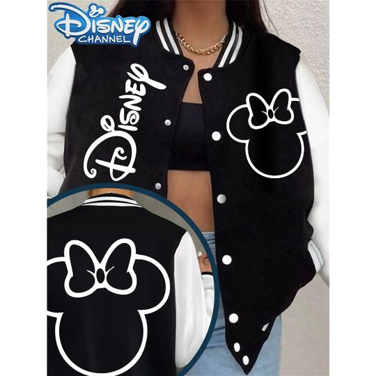 Discover Disney Minnie Mouse Jacket Women's Y2K Style Jacket Autumn/Winter New Casual Fashion Unisex Streetwear