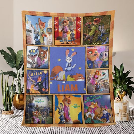 Discover Personalize Custom Zootopia 2 Blanket, Nick Wilde & Judy Hopps Name Blanket