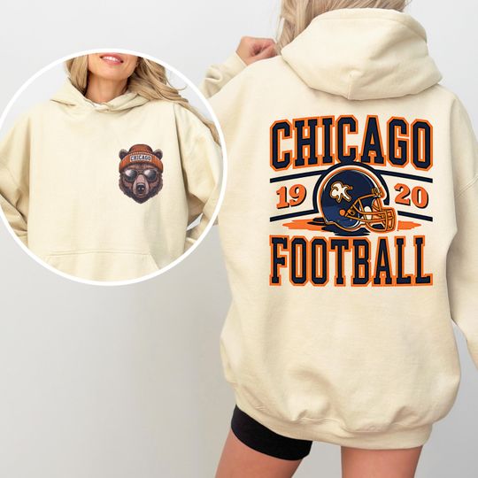 Discover Vintage Chicago Football Sweatshirt, Mascot Game Day Sweater, Retro Sports Football Hoodie, Chicago Bear Sweater