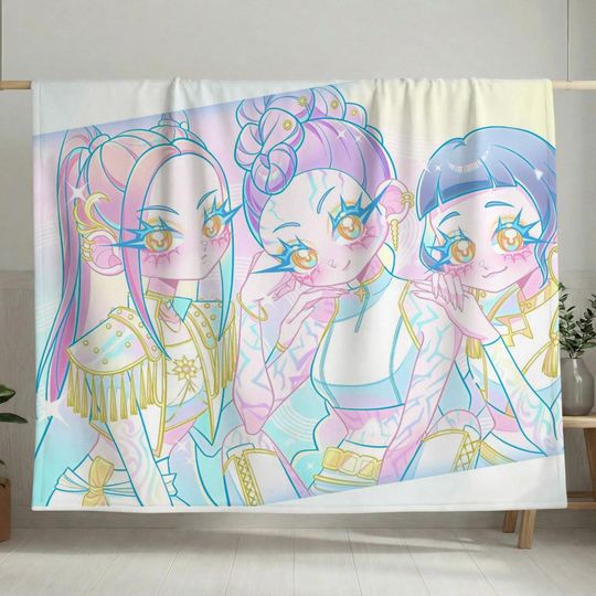 Discover Huntrix K-Pop Demon Hunters Soft Flannel Throw Blanket, Idol Girl Group Fan Gift