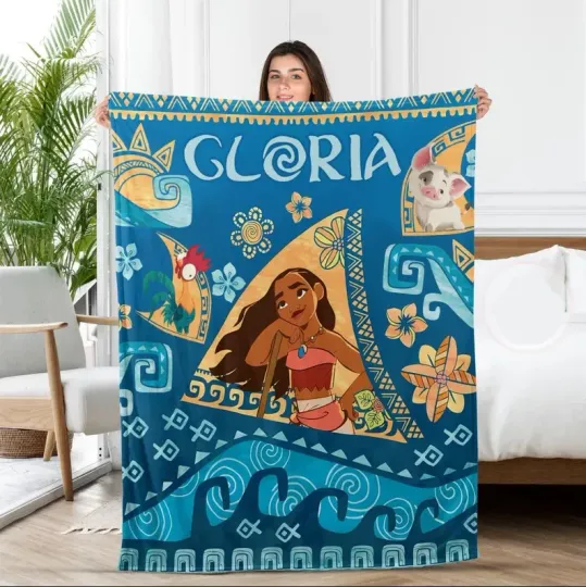 Discover Personalized Disney Moana Hawaii WDW Disneyland Maui Hei Hei Cozy Fleece Blanket