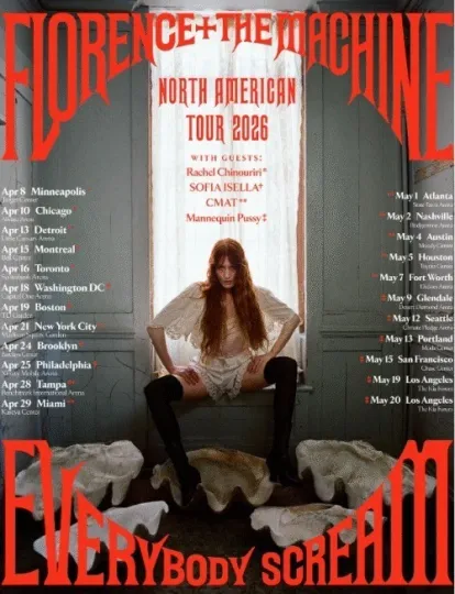Discover Florence + The Machine 2026 Vertical Poster