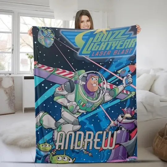 Discover Disney Toy Story Buzz Lightyear Laser Blast Customize Fleece Blanket
