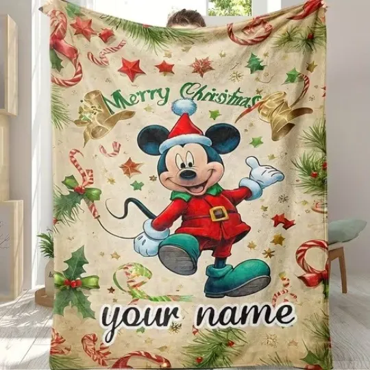 Discover Personalized Funny Santa Mickey Mouse Merry Christmas Festive Winter Banket