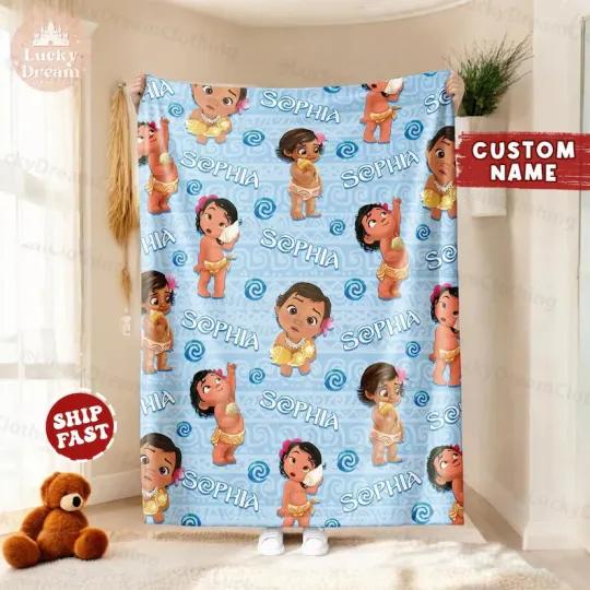 Discover Custom Blanket Disney Moana, Baby Princess Moana Birthday Gift Fleece Blanket
