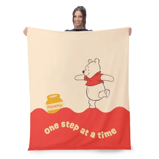 Discover Disney Winnie The Pooh One Step Disneyland Christmas Holiday Fleece Blanket
