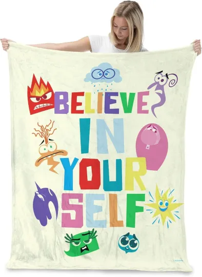 Discover I Believe Disney's Inside Out 2 Holiday DisneyFriends Fleece Blanket