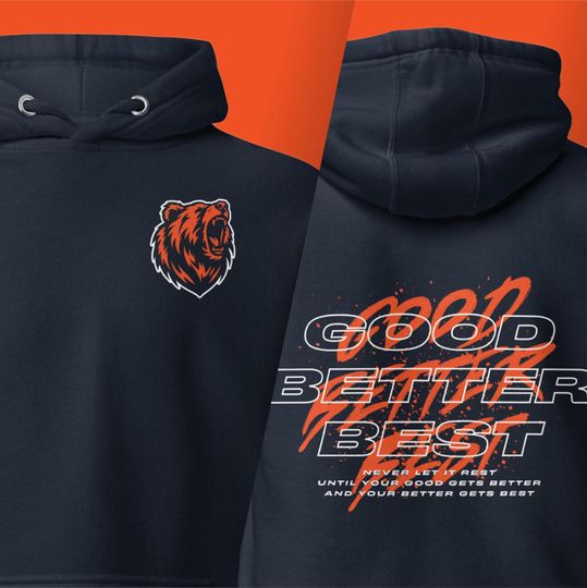 Discover Unisex Navy Hoodie with Chicago Pro Football Inspirational Quote for Sports Teams