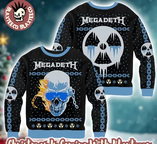 Megadeth Flame Skull Ice Style Ugly Sweater Christmas All sizes