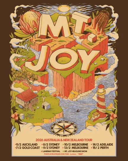 Discover Mt Joy 2026 Australia and New Zealand Tour Schedule Poster