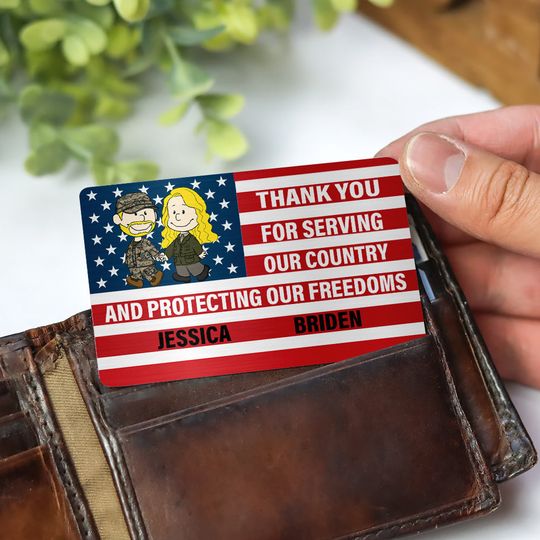 Personalized Gifts For Veteran Couples Aluminum Wallet Card