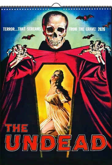 Discover 2026 Vertical Wall Calendar Undead Zombies Vintage Trash Horror Movie