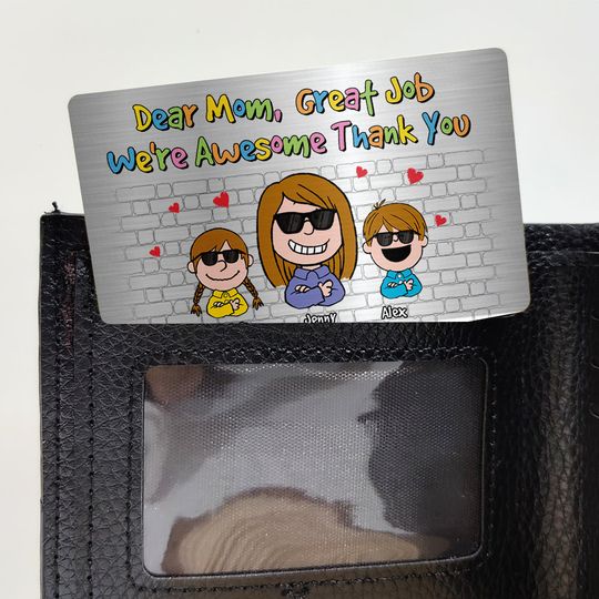 Personalized Gifts For Mom Aluminum Wallet Card Babies Say Thank Mom