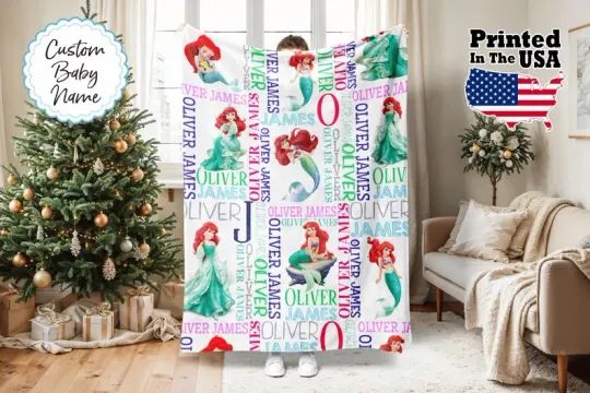 Discover Disney Personalized Princess Ariel Little Mermaid Fleece Blanket