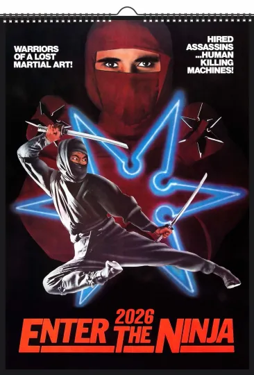 Discover 2026 Vertical Wall Calendar Ninja & Kung Fu Vintage Action Movie Posters