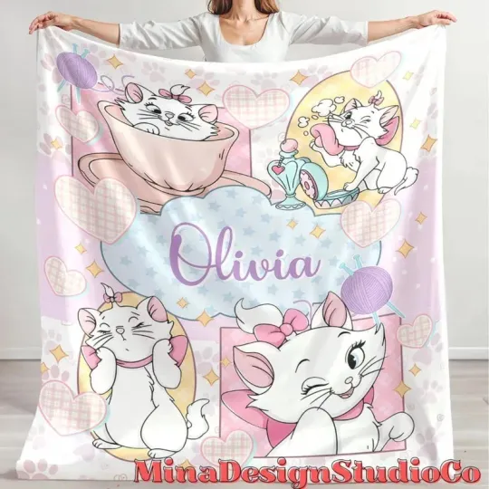 Discover Disney The Aristocats Marie Cat Lovers Christmas Customize Fleece Blanket