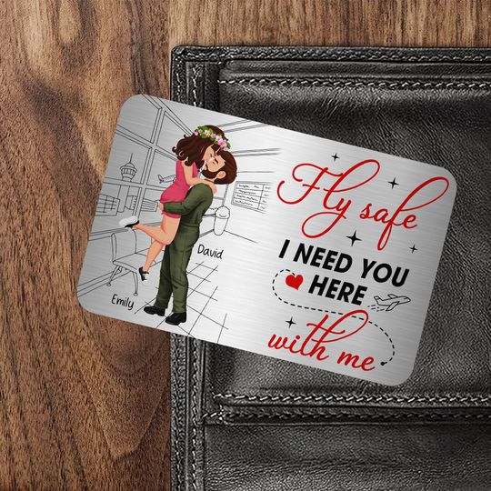 Discover Personalized Gifts For Couple Pilot Wallet Card Fly Safe