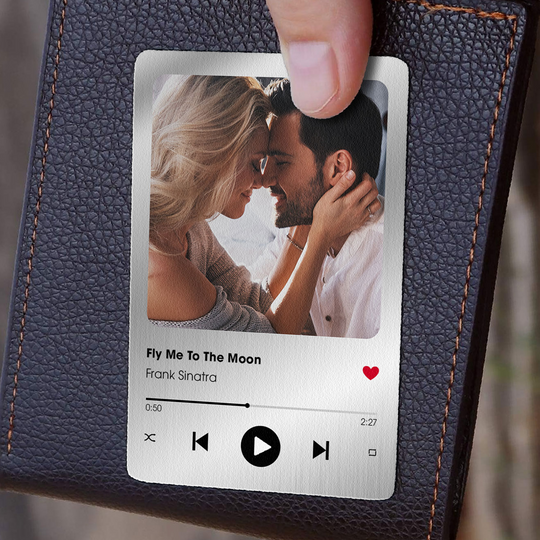 Discover Custom Favorite Song Metal Wallet Card - Personalized Aluminum Photo Wallet Card - Valentine's Day Gifts For Him, Boyfriend, Husband