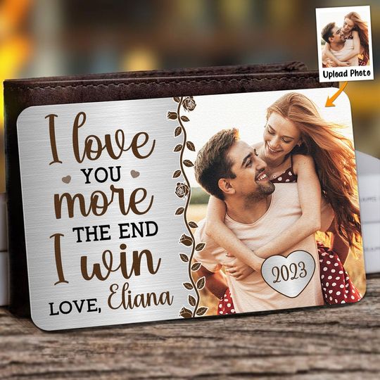 Discover I Love You More - Personalized Aluminum Photo Wallet Card