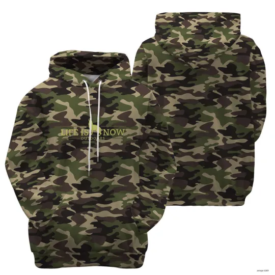 Discover Fan made LIFE IS NOW OUTDOORS GREEN CAMO 3D HOODIE SWEATSHIRT