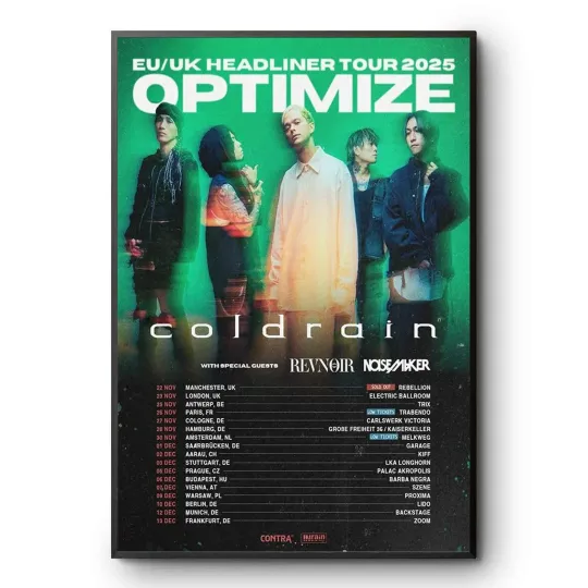Discover COLDRAIN Optimize EU UK 2025 Headliner Tour Poster Print Rock Band Art