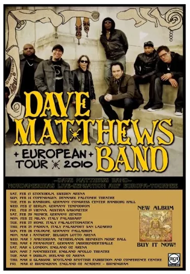 Discover Music Concert Tour Rock Band Poster Metal Sign David Matthews band