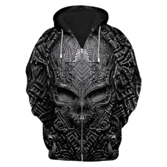 Black Skull 3d Zip Hoodie