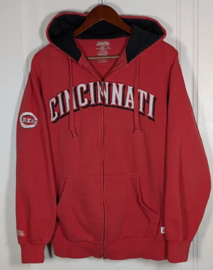 Discover Cincinnati Reds Stitches MLB Men's Medium Red Hooded Full Zip Hoodie Fleece