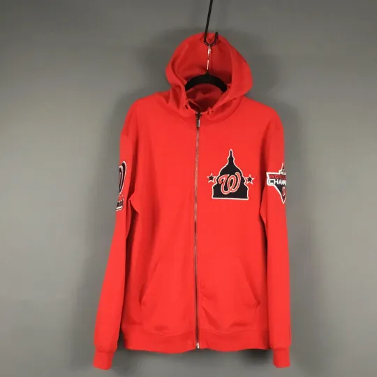 Discover Washington Nationals Sweatshirt Mens Red  2019 World Series Champs Zip Hoodie