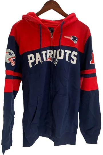 Discover football Men's Full Zip Color Blocked Hoodie Patriots