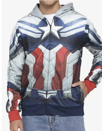 (S)The Falcon and the Winter Soldier Cosplay Hoodie 3D Print Zip Up Jacket