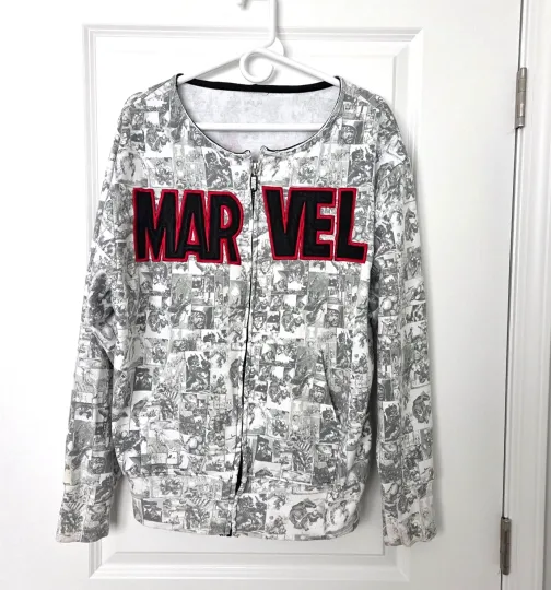 Discover Marvel Heroes Full Zip Action Figures Graphic 3-D Logo Men L Hip Contemporary