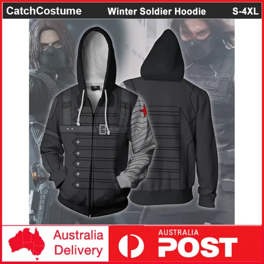 Avengers Winter Soldier BUCKYY Bn Barnes Hoodie Sweatshirt Cosplay Jacket Coat