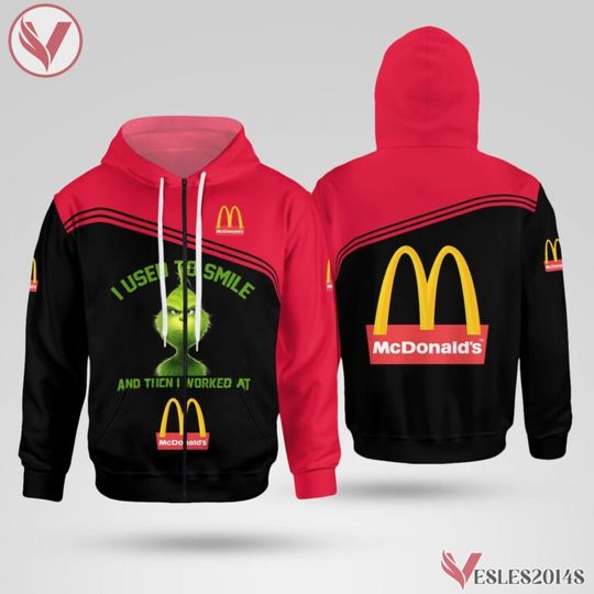 Grin Mcdonald’s 3D Zip Hoodie, Employee AOP Hoodie, Gift For Him