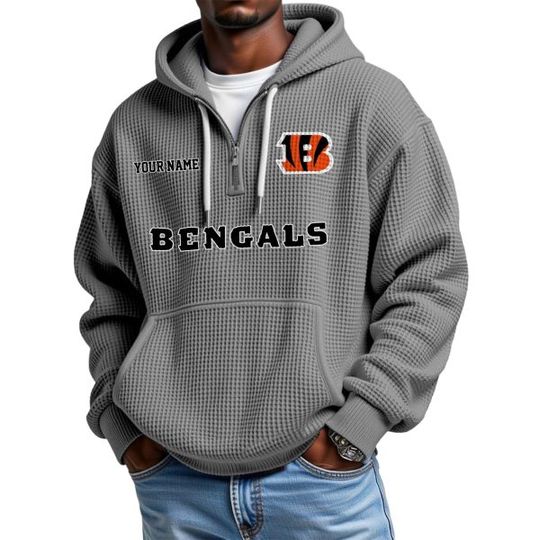 Discover Personalized Bengals Quarter Zip Waffle Hoodie