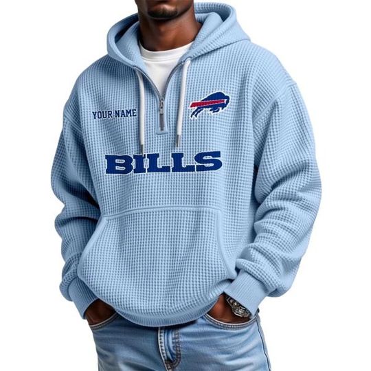 Discover Bills Personalized Quarter Zip Waffle Hoodie
