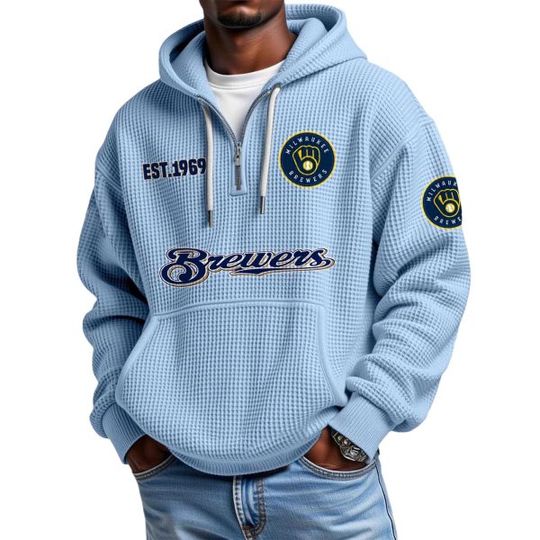 Brewers EST 1969 Waffle Quarter Zip Hoodie