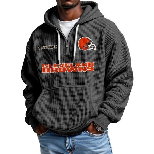 Discover Personalized Browns Quarter Zip Waffle Hoodie