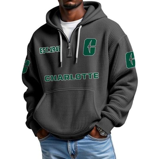 Charlotte EST 1946 Quarter Zip Waffle Hoodie