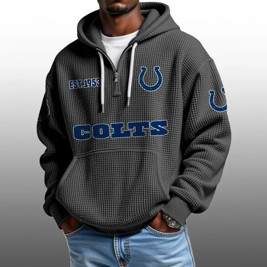 Colts EST 1953 Half Quarter Zip Waffle Hoodie